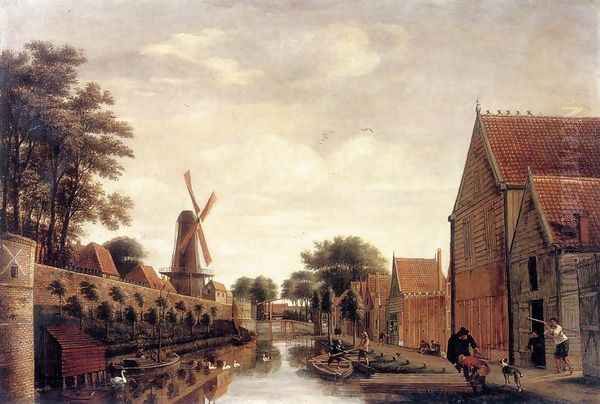 The Delft City Wall with the Houttuinen c. 1650 Oil Painting by Pieter Jansz. van Asch