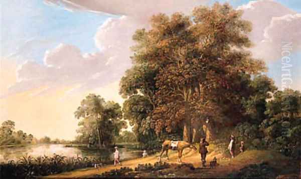 A falconry at the edge of a wood by a lake Oil Painting by Pieter Jansz. van Asch