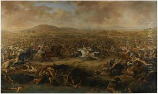 The Battle Of The Amazons Oil Painting by Giovanni Tognolli