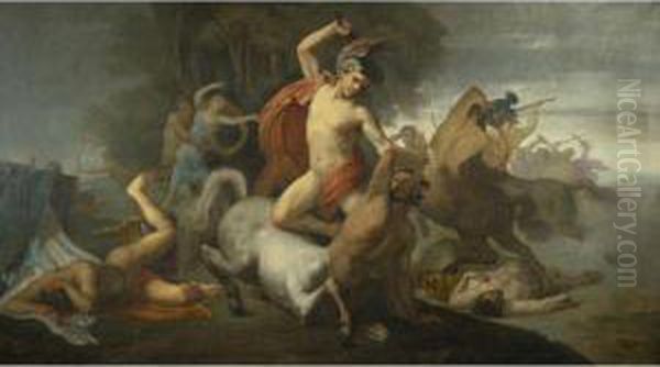 The Battle Of The Centaurs Oil Painting by Domenico Tojetti