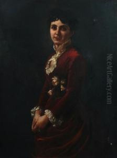 Portrait Of A Society Lady Oil Painting by Virgilio Tojetti