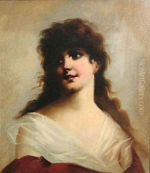 Portrait Of A Lady Oil Painting by Virgilio Tojetti