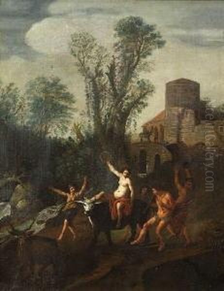 Landliches Bacchanal Mit Tanzendem
 Satyr Und Nymphen. Oil Painting by Nicolaes Jacobsz. Tol