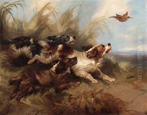 Spaniels putting up Oil Painting by George Armfield