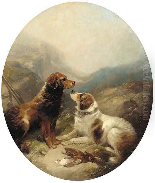 Two setters with the day's bag Oil Painting by George Armfield