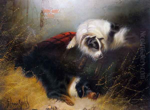 Terriers Ratting Oil Painting by Edwin Armfield