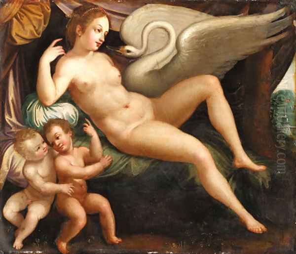 Leda and the Swan Oil Painting by Hans Von Aachen