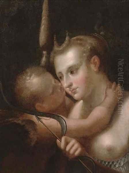 Venus and Cupid Oil Painting by Hans Von Aachen