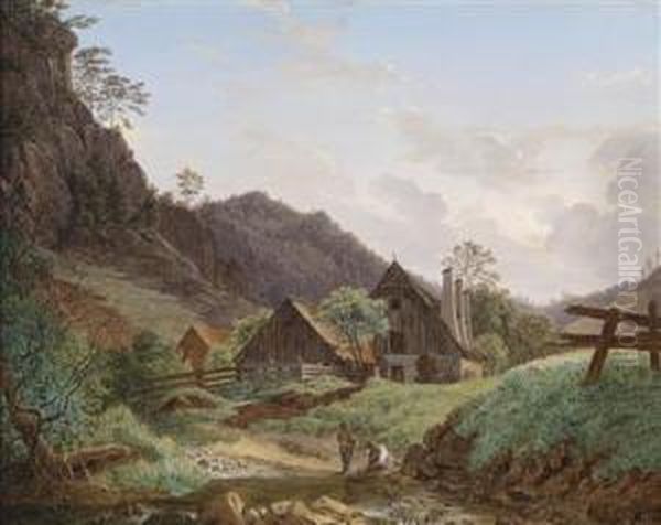 Eisenhammer In Gutenstein Oil Painting by Matthias Rudolf Toma