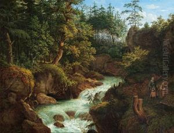 Waldbach Oil Painting by Matthias Rudolf Toma