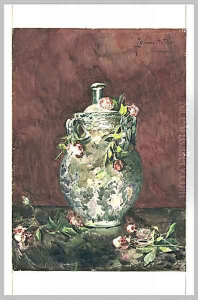 Roses carelessly thrown on a vase Oil Painting by Zacharie Astruc