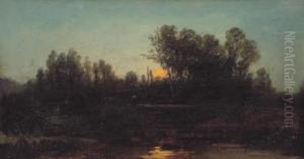 Tramonto Oil Painting by Achille Tominetti