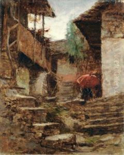 Case A Miazzina Oil Painting by Achille Tominetti