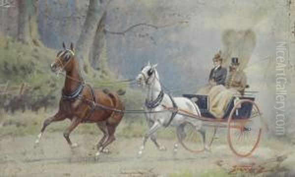 Passeggiata In Carrozza Oil Painting by Alfredo Tominz