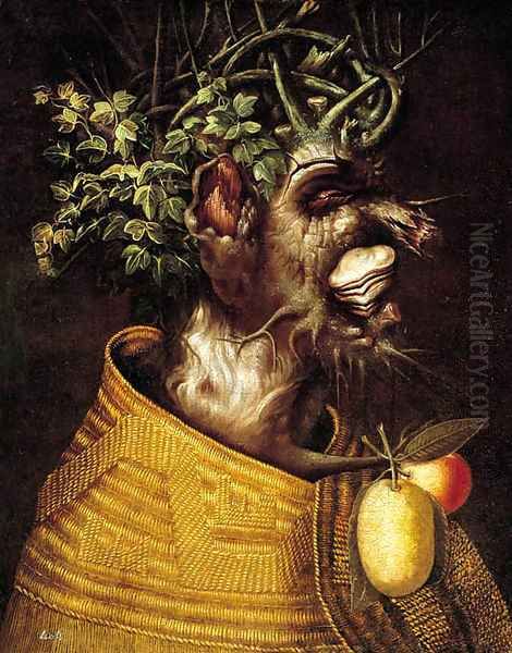 Winter An anthropomorphic portrait of a man Oil Painting by Giuseppe Arcimboldo