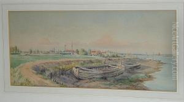 Old Barges Oil Painting by William Stephen Tomkin