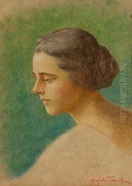 Ritratto Di Donna Oil Painting by Angiolo Tommasi