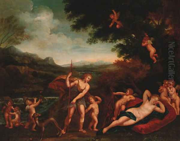 Venus and Adonis 4 Oil Painting by Francesco Albani