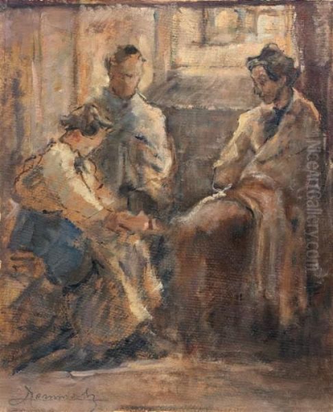 Tre Donne Al Lavoro Oil Painting by Ludovico Tommasi