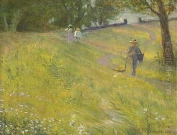 Picking Daisies Oil Painting by Frank Henry (Hector) Tompkins