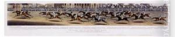 Panoramic View Of British Horse Racing Oil Painting by Clifton Tomson