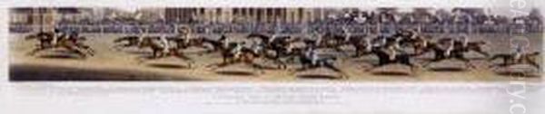 Of Nottinghampanoramic View Of British Horse Racing Oil Painting by Clifton Tomson