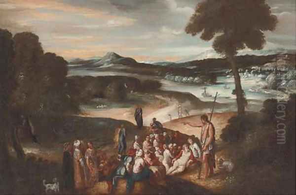 Saint John the Baptist preaching in the wilderness Oil Painting by Niccolo dell' Abbate