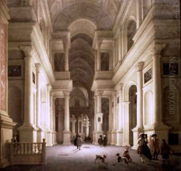 Interior of a Church at Night Oil Painting by De Lorme and Ludolf De Jongh Anthonie