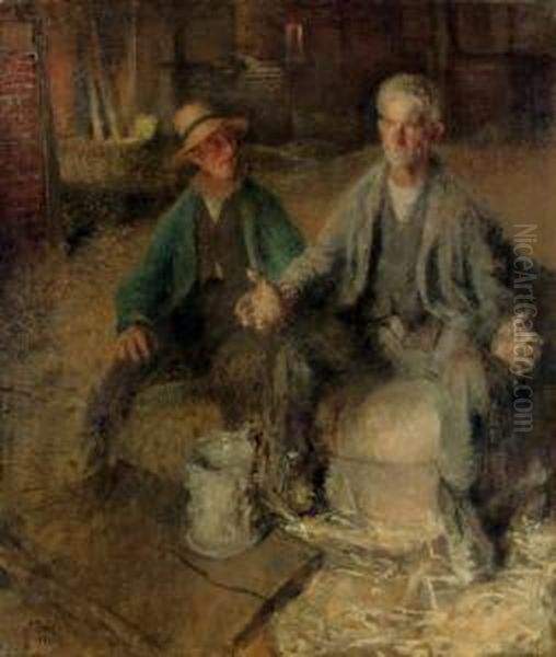 A Conversation, Betteshanger Barn Oil Painting by Henry Tonks