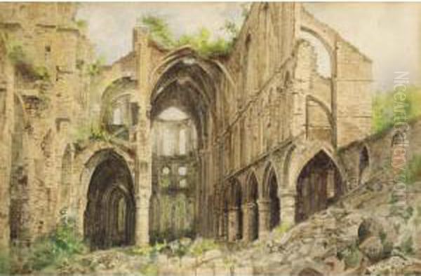 Church Ruins Oil Painting by Joseph Tonneau