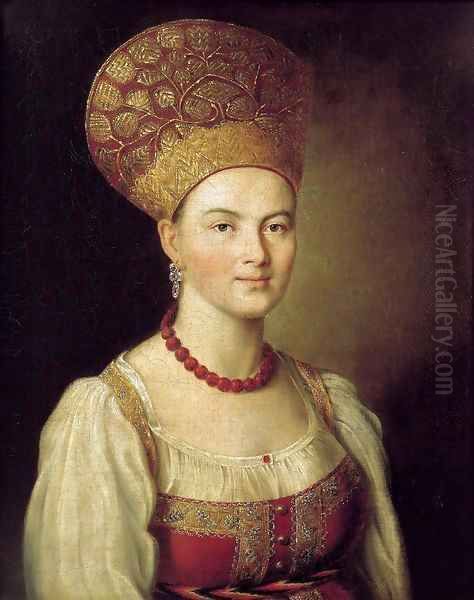 Portrait of an Unknown Peasant Oil Painting by Ivan Petrovich Argunov