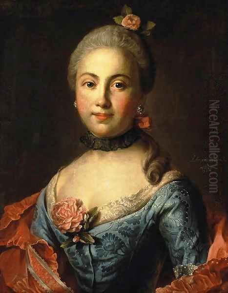 Portrait of a Woman in a Blue Dress Oil Painting by Ivan Petrovich Argunov