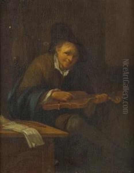 Man Playing A Violin Oil Painting by Jacob Van Toorenvliet