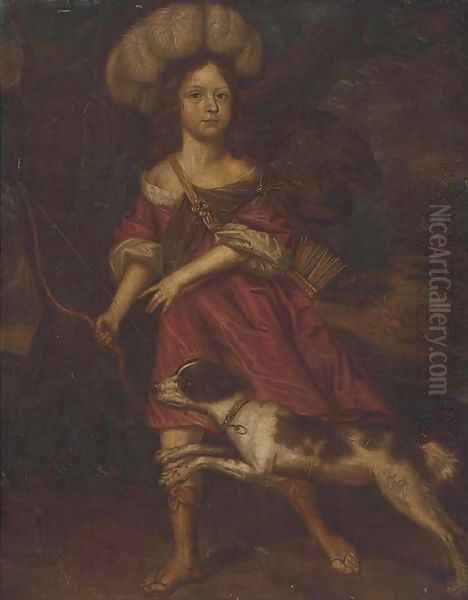 Portrait of a young lady, as Diana the Huntress Oil Painting by Charles d' Agar