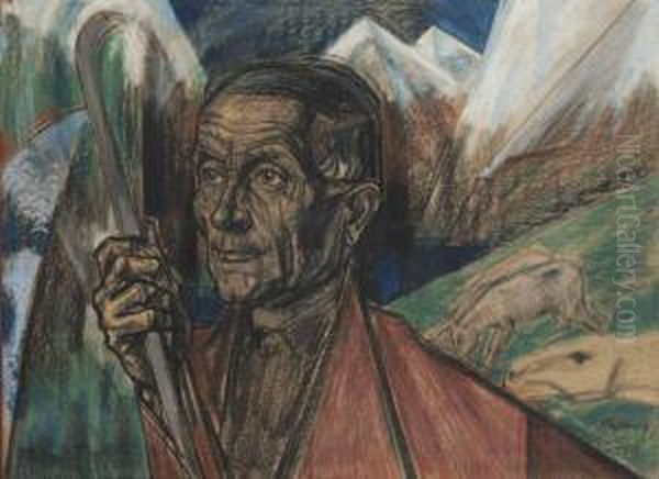 A Shepherd Oil Painting by Jan Toorop