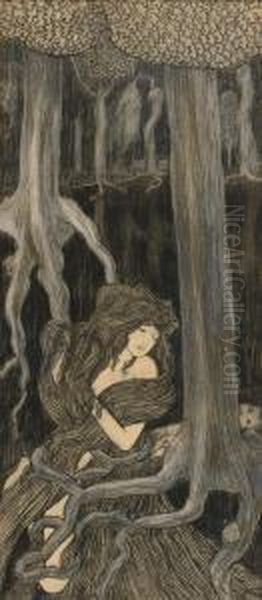 Shakuntala Oil Painting by Jan Toorop