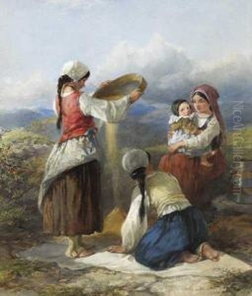 Winnowing Oil Painting by Francis William Topham