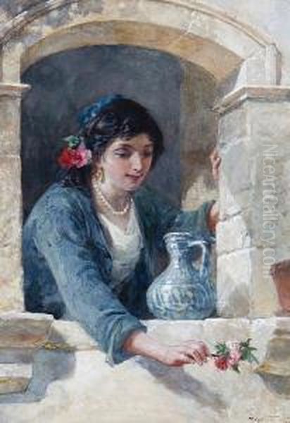 A Spanish Beauty Oil Painting by Frank William Warwick Topham