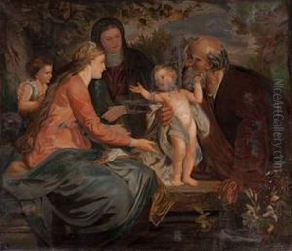 Die Heilige Familie Und Die Heilige Elisabeth Mit Dem Johannesknaben Oil Painting by Fr Topin