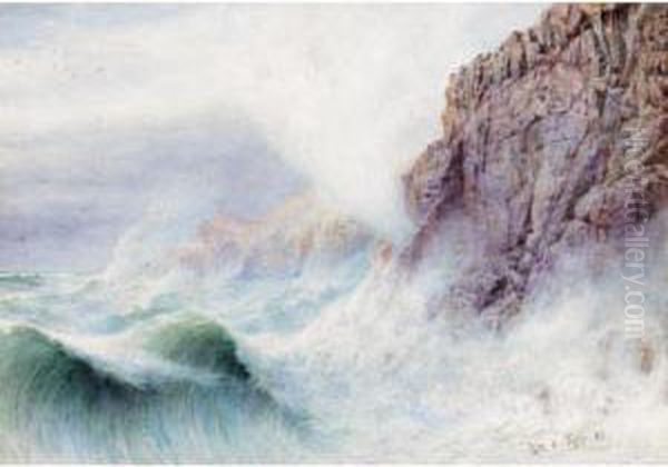 Rocky Coastline Oil Painting by William A. Toplis