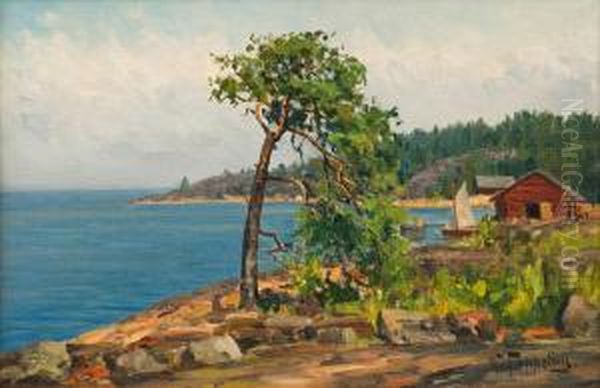 Home Bay Oil Painting by Woldemar Toppelius