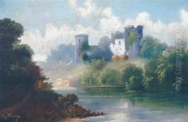 Castle Near A Bank Oil Painting by James Topping