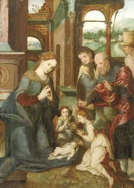 The Adoration of the Shepherds 2 Oil Painting by Pieter Coecke Van Aelst