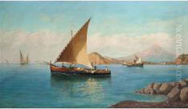 Barche Di Pescatori Nel Golfo Di Napoli Oil Painting by Francesco Saverio Torcia