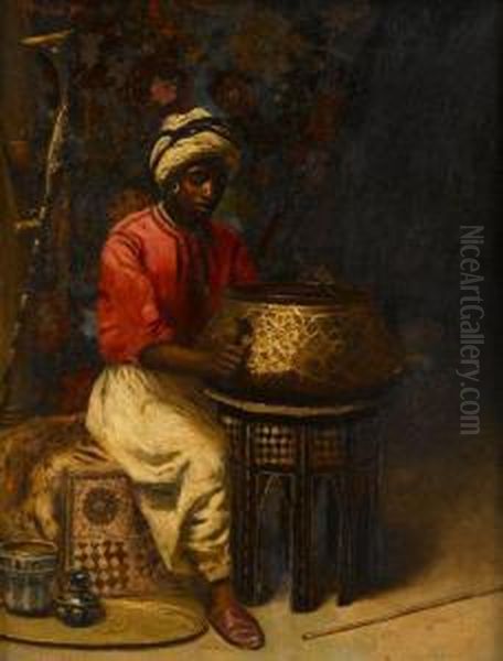 Arab Hammering Copper Pot Oil Painting by Francesco Saverio Torcia