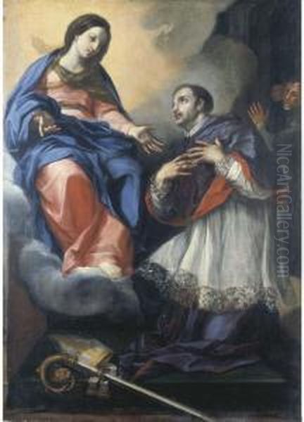 La Madonna Appare A San Giovanni Nepomuceno Oil Painting by Felice Torelli