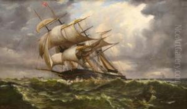 Clipper In Distress Oil Painting by William Torgerson