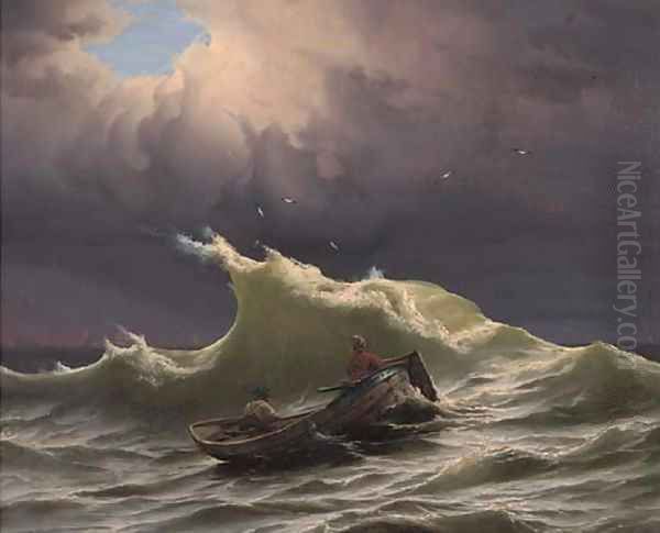 A stormy sea Oil Painting by Ivan Konstantinovich Aivazovsky