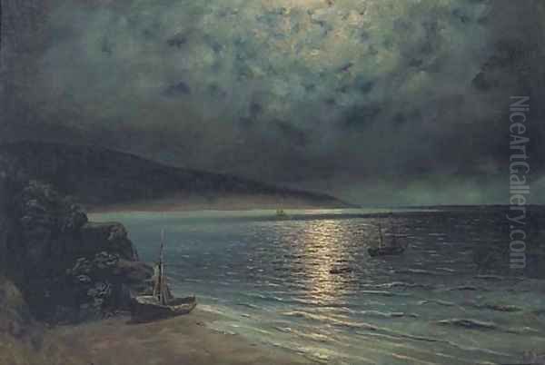 Rowing ashore by moonlight Oil Painting by Ivan Konstantinovich Aivazovsky