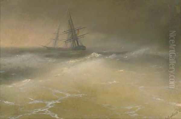 Ships in a story sea Oil Painting by Ivan Konstantinovich Aivazovsky